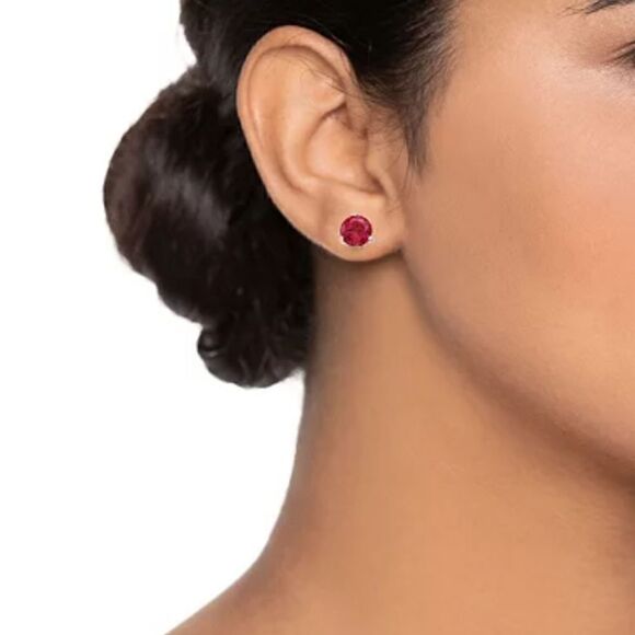 Genuine Garnet Sterling Silver Stud Earrings NWT - Picture 12 of 16